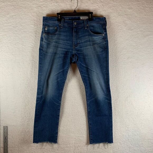 AG Adriano Goldschmied Men's The‎ Tellis Modern Slim Raw Hem Blue Jeans Size 33 - Picture 1 of 11